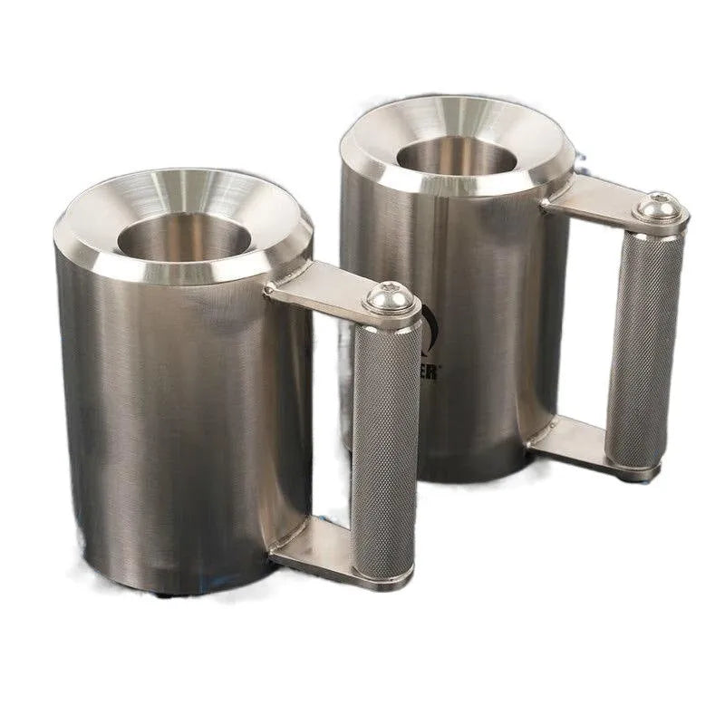 Silver stainless steel dumbbell cup with a cast iron core, 8kg weight for fitness training