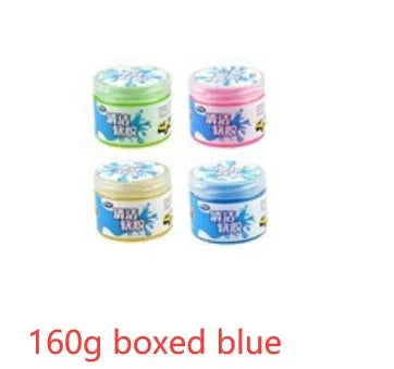Blue and yellow Magic Cleaning Gel tubes for household and car dust removal.