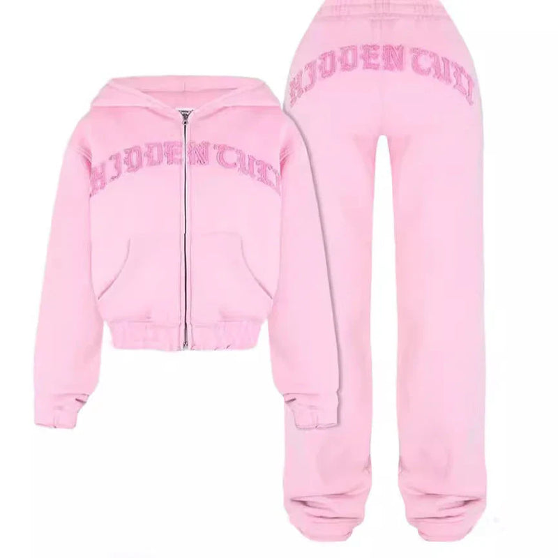 Stylish Sports Set: Hooded Sweatshirt and Drawstring Pants