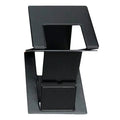 Multi angle adjustable folding laptop stand in black, blue, and orange colours