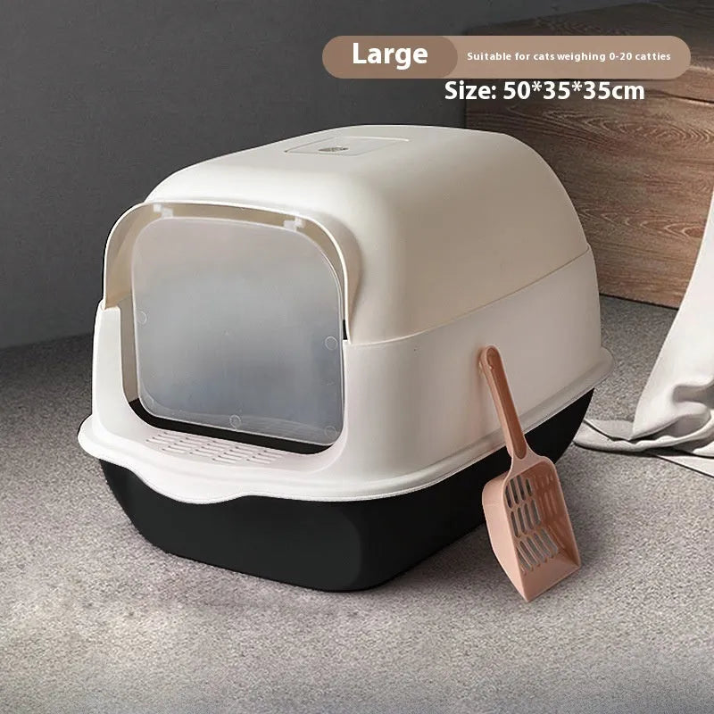 Fully enclosed cat litter box in Deep Sky Grey, made from PP material, 50x35x33cm