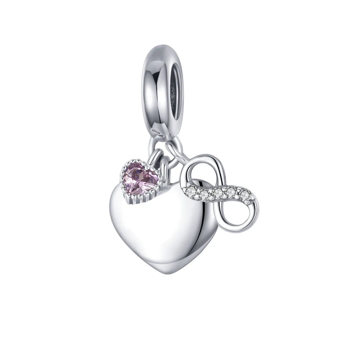 Endless Love DIY bracelet pendant in 925 silver with engravable surface and inlay detail