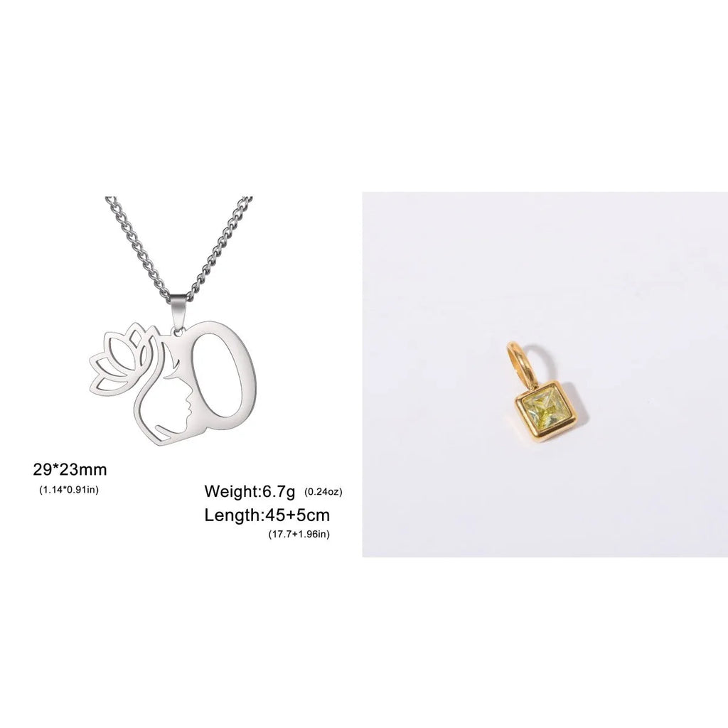 Stainless steel necklace with cross chain design and a pendant, available in gold or steel colour.