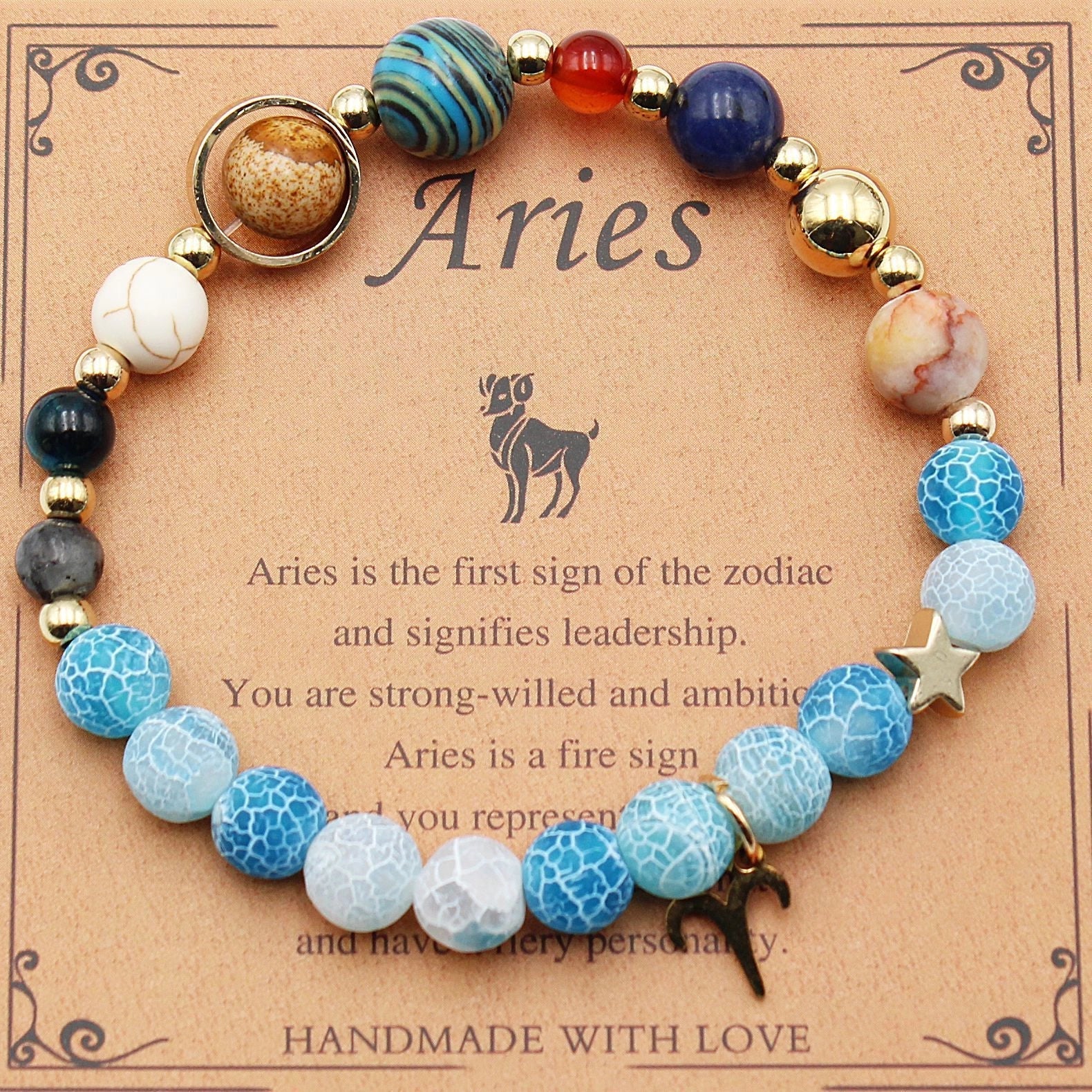 Twelve Constellations Natural Stone Beaded Bracelets - Unisex Astrological Jewellery