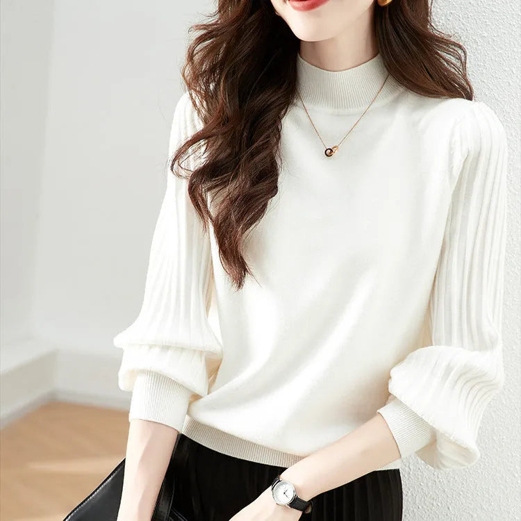 Slim fit half turtleneck shirt in apricot colour, shown as a pullover style top.