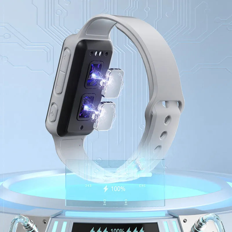 Anti-fatigue Bluetooth smart reminder bracelet with LCD screen and silicone strap in small program black