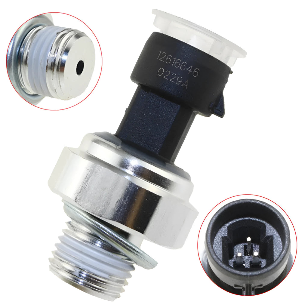Buick Regal Chevrolet engine oil pressure sensor replacement part on white background.