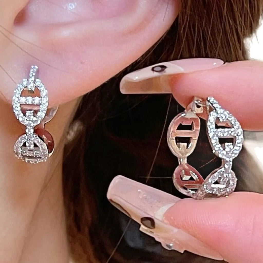 Women's casual copper earrings with diamond-inspired details in silver, gold, or rose gold thick gold plating