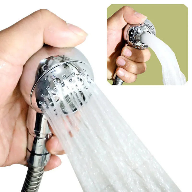 Silver ABS plastic handheld shower head for gentle pet and baby baths.
