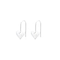 Korean-style silver heart earrings with three-dimensional design and glossy finish