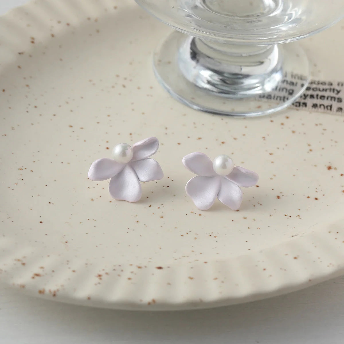 Sterling silver needle Mori style fresh flower stud earrings in various colours