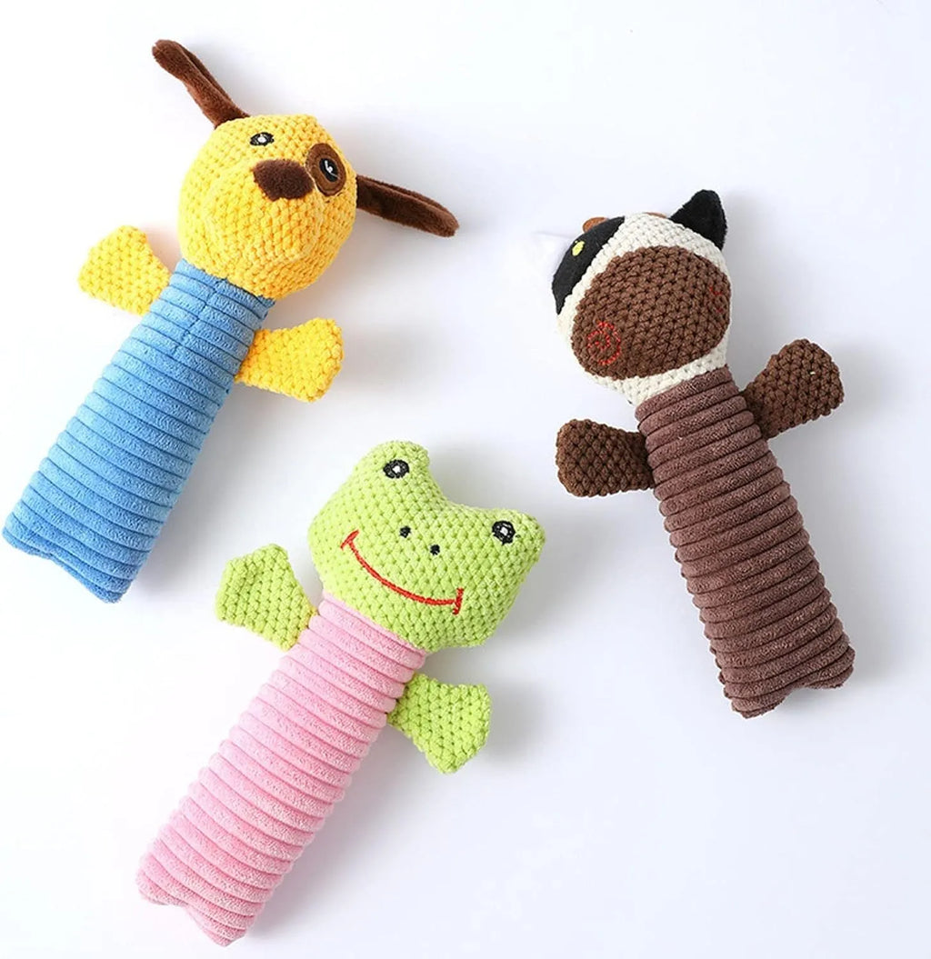 19cm squeaky stuffed animal dog chew toy in animal shapes with soft cleaning texture