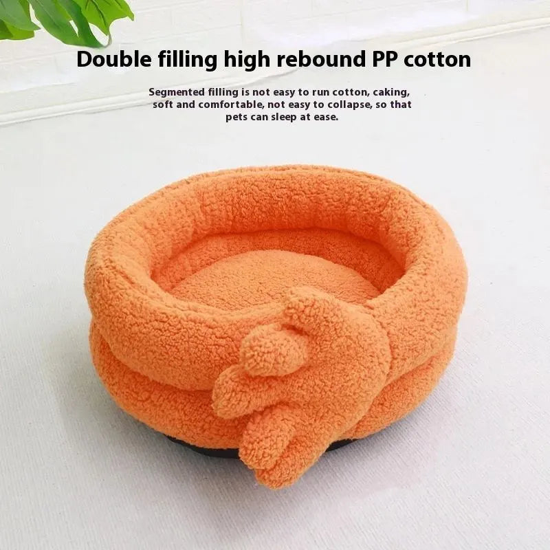Yellow plush pet kennel mattress measuring 48 by 20 cm for cat and dog carriers