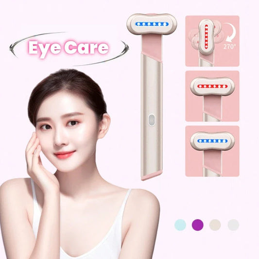 4-Color Eye Massager with Microcurrent, Red & Blue Light Therapy, and Vibration Massage for Skin Rejuvenation