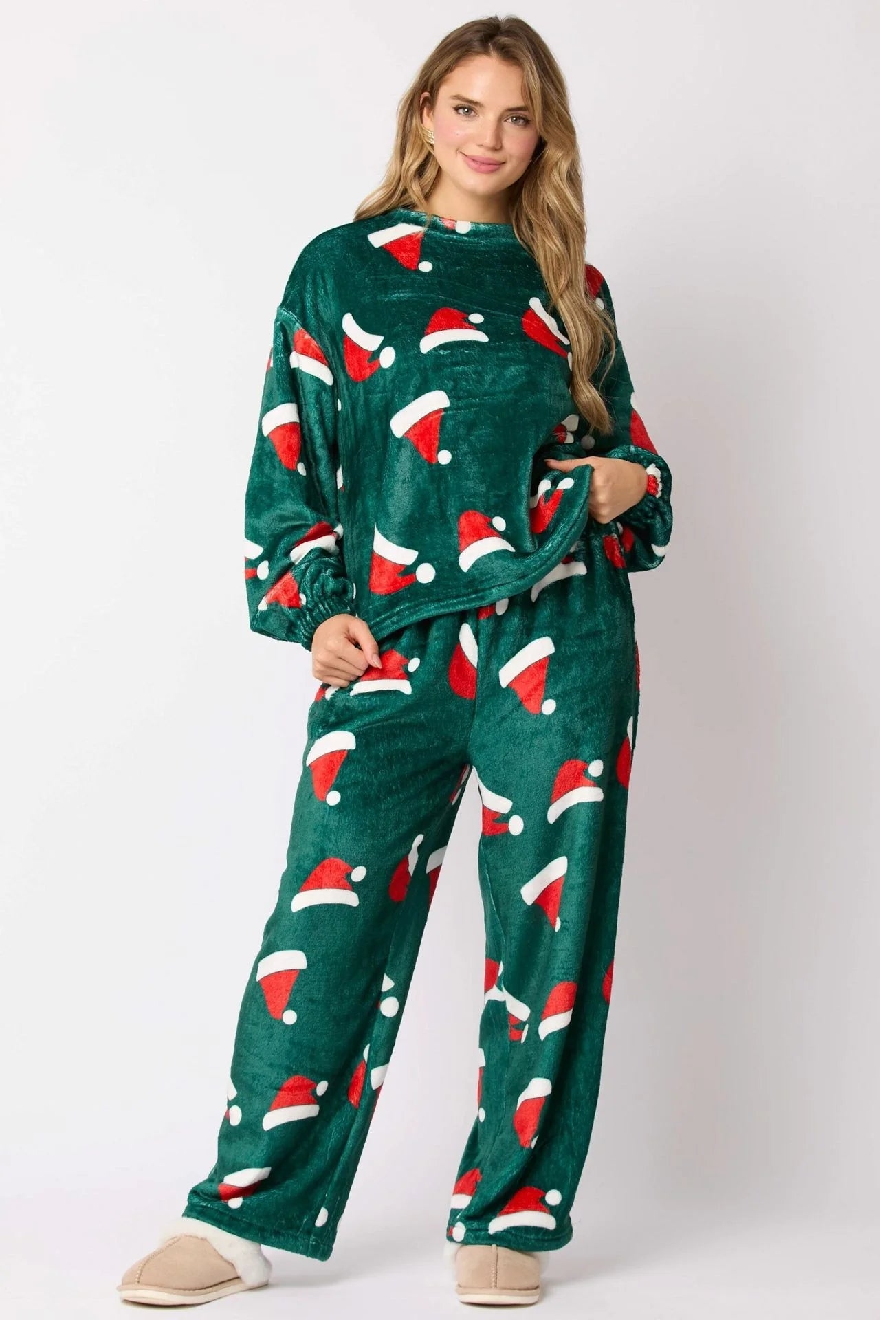 Women's 2024 flannel pajama sets in festive designs with long sleeves
