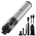 Handheld wireless vacuum and dust blower in black with attachments for car and home cleaning