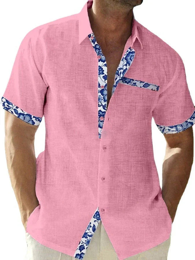 Men's casual button-down shirts in a variety of vibrant summer colors, perfect for vacation and everyday wear