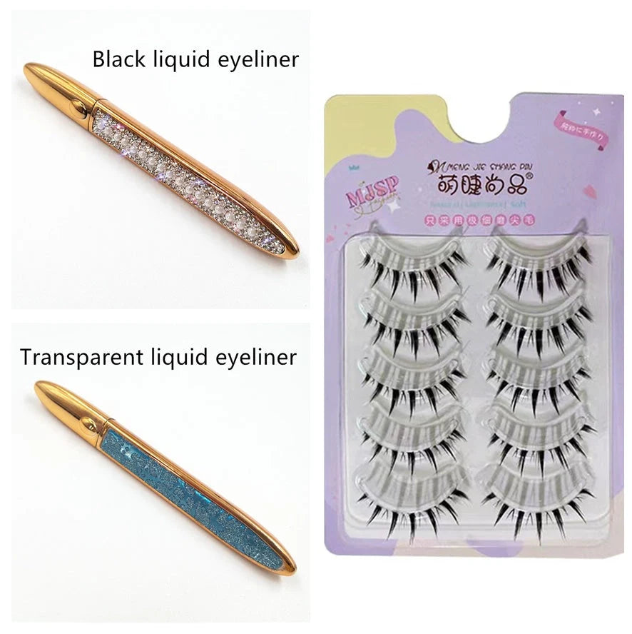 Multicolour self-adhesive false eyelashes with eyeliner for easy application