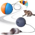 Blue orange automatic moving cat ball toy with smart rolling motion for pet enrichment
