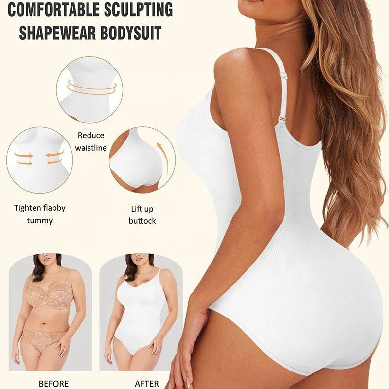 Plus size seamless nylon body shaping jumpsuit with adjustable hip lifting and abdominal support in multiple colours