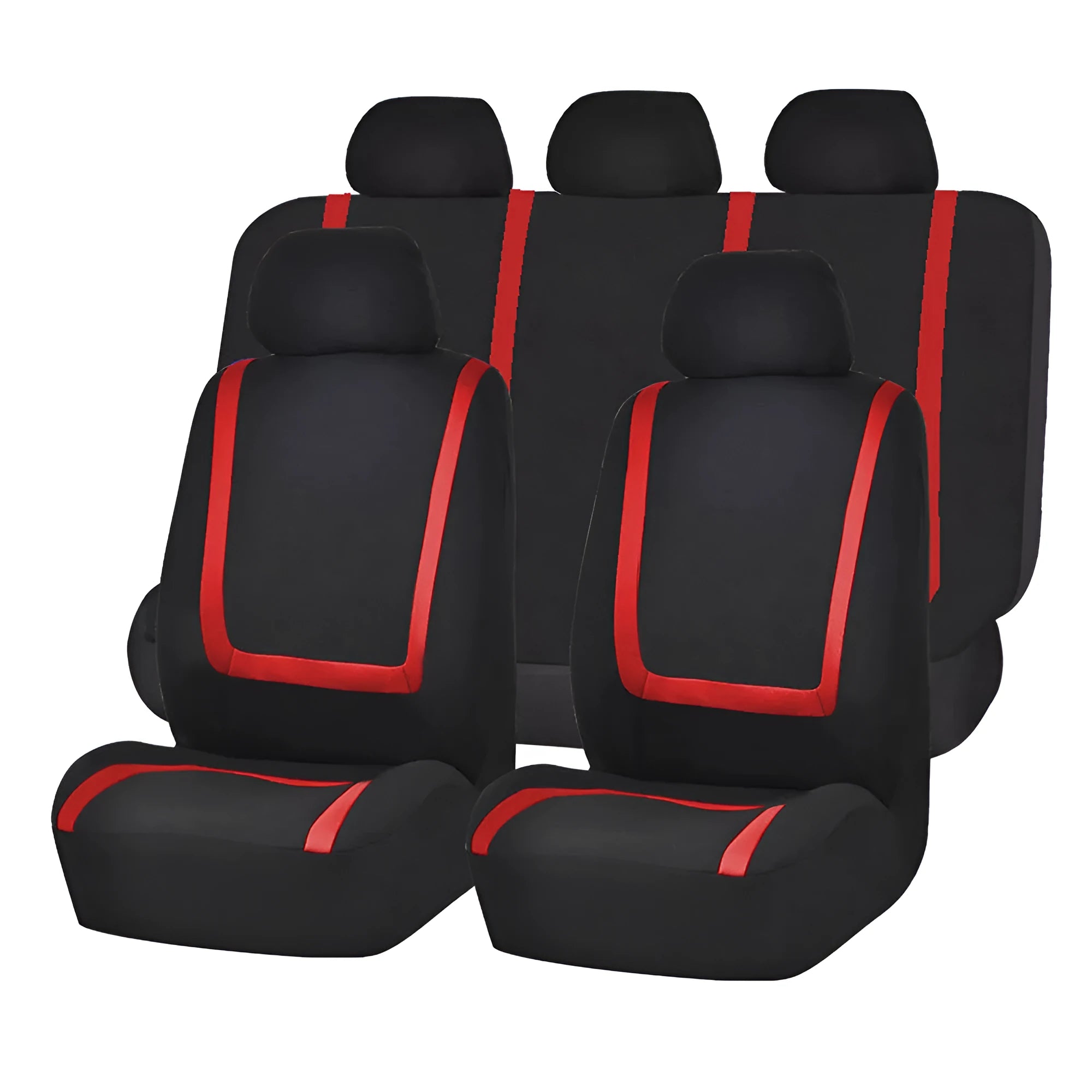 Fully enclosed universal car seat cover set in a two-tone colour option, showing headrest and seat cushion covers.
