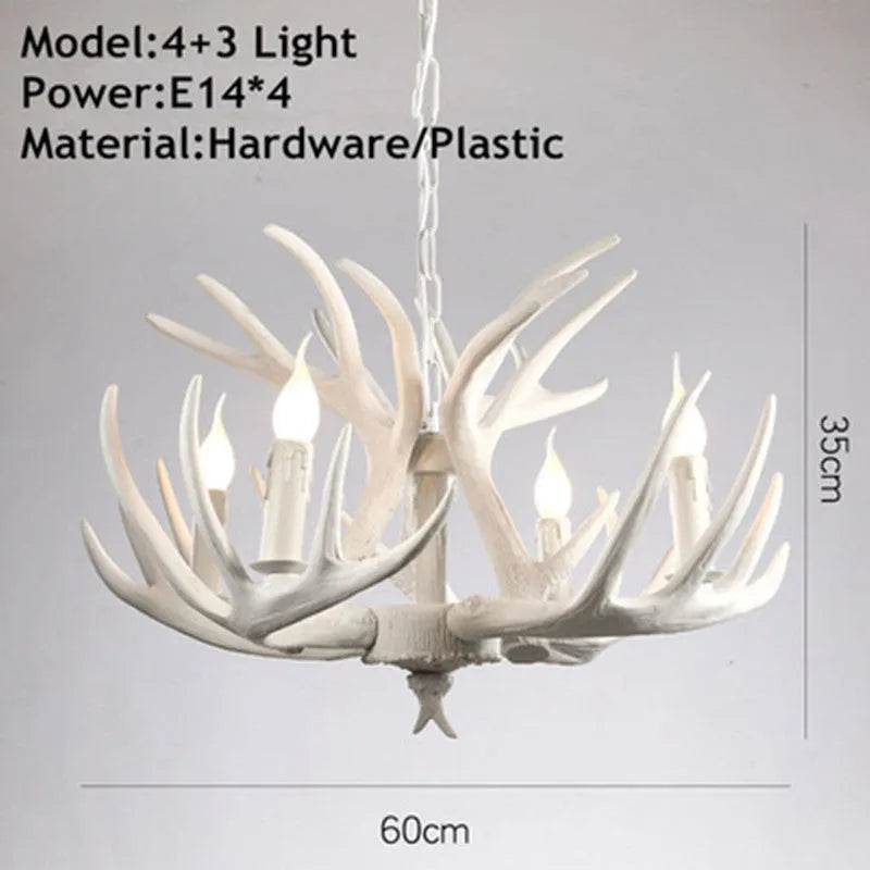 Nordic retro antlers chandelier with 4 heads brown ABS shade pendant light for home or restaurant