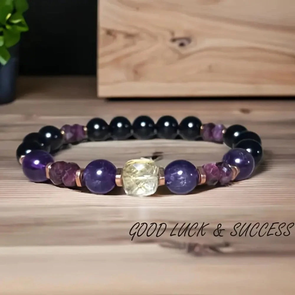 Crystal natural stone bracelet with star design, 18mm size, unisex fashion accessory
