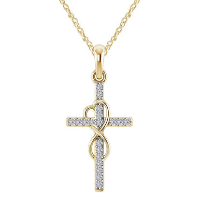 Alloy diamond eight-character cross necklace in gold, silver, and rose gold with adjustable length