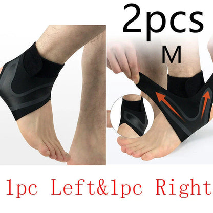 Adjustable ankle support brace for sports and running in black