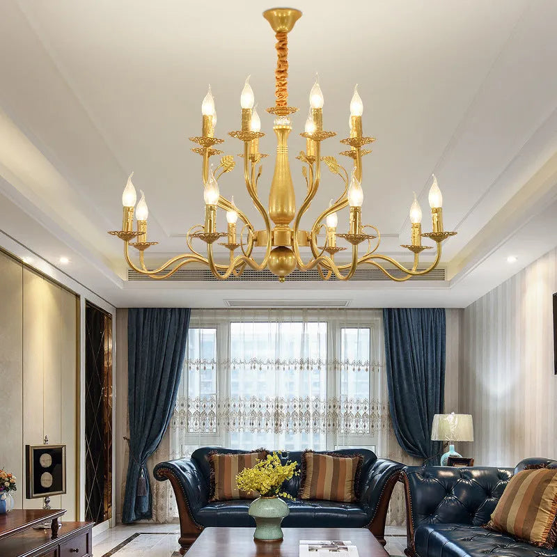 Wrought iron candle crystal chandelier with 12 lights, black finish, for living room or bedroom ceiling installation