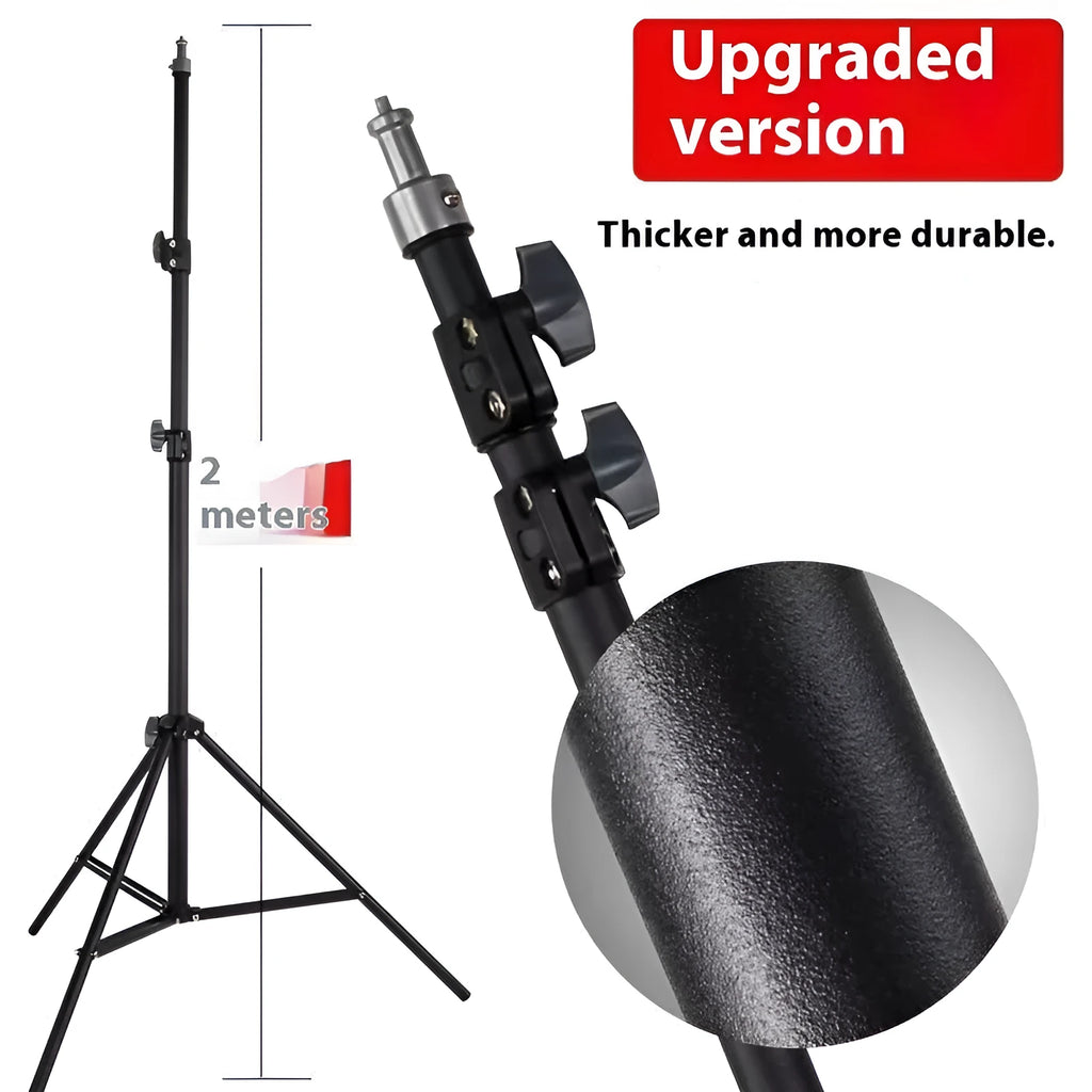 Mobile phone tripod light stand with frosted finish and phone holder attached