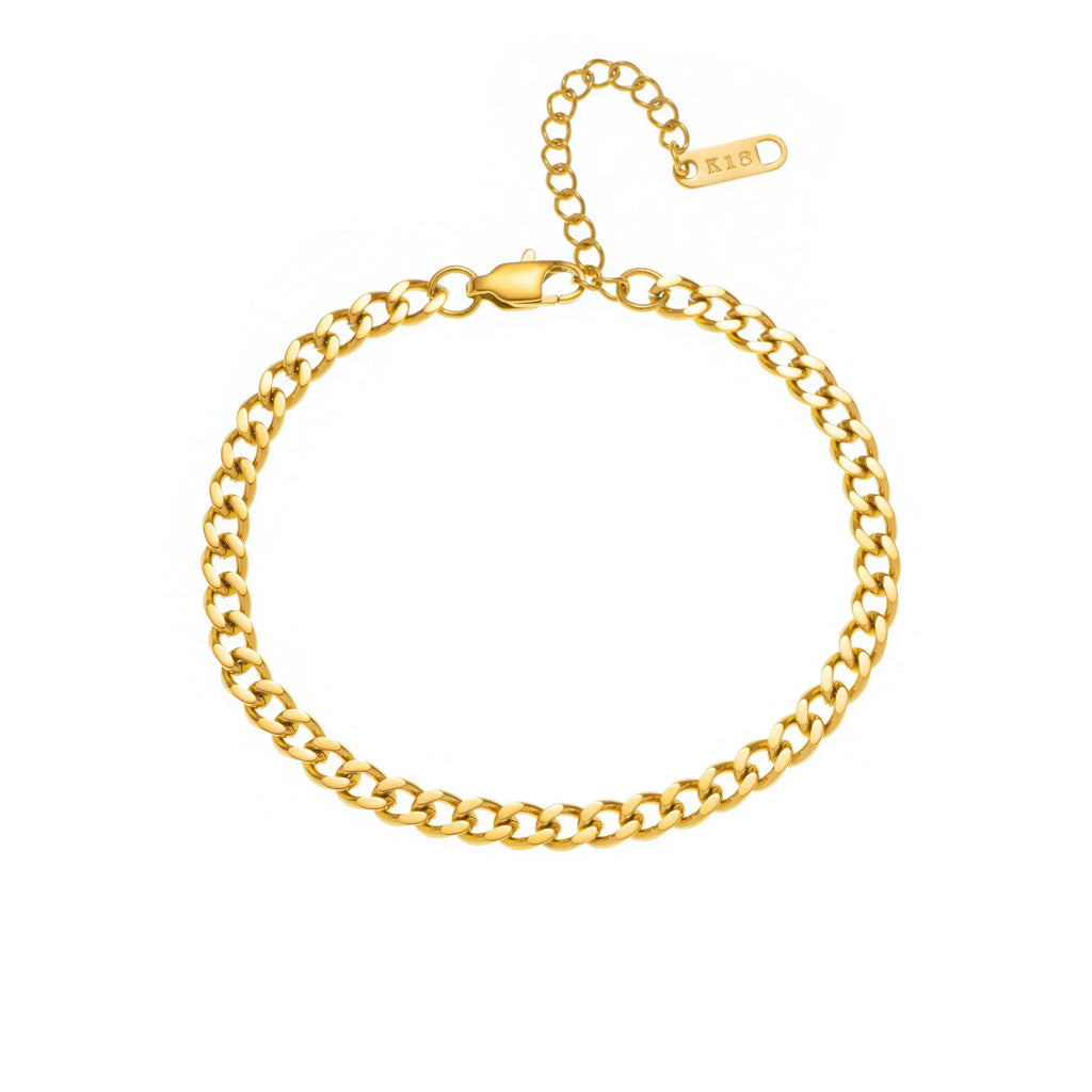 Gold titanium steel necklace with letter A charm on a 40.5cm blade chain