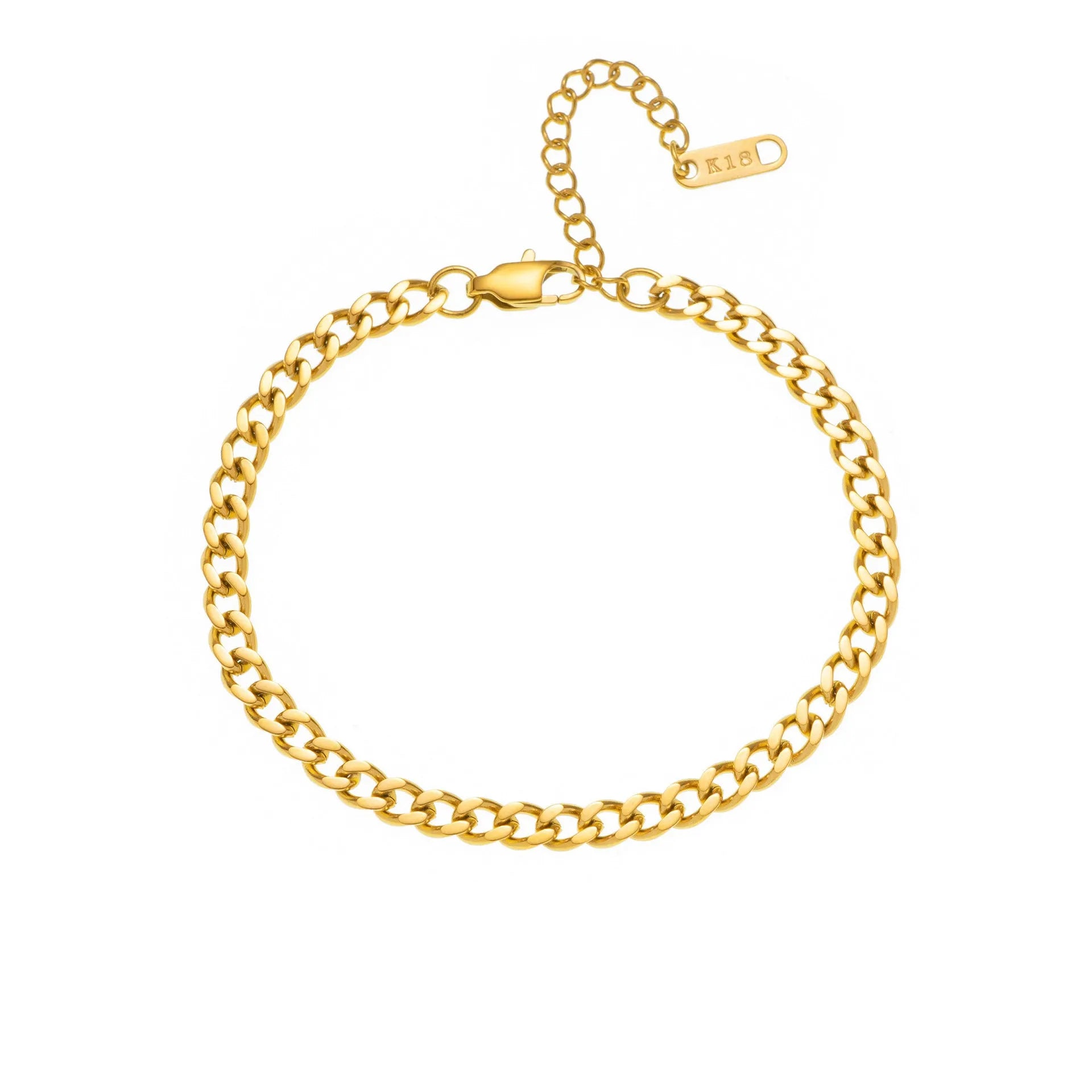 Gold titanium steel necklace with letter A charm on a 40.5cm blade chain