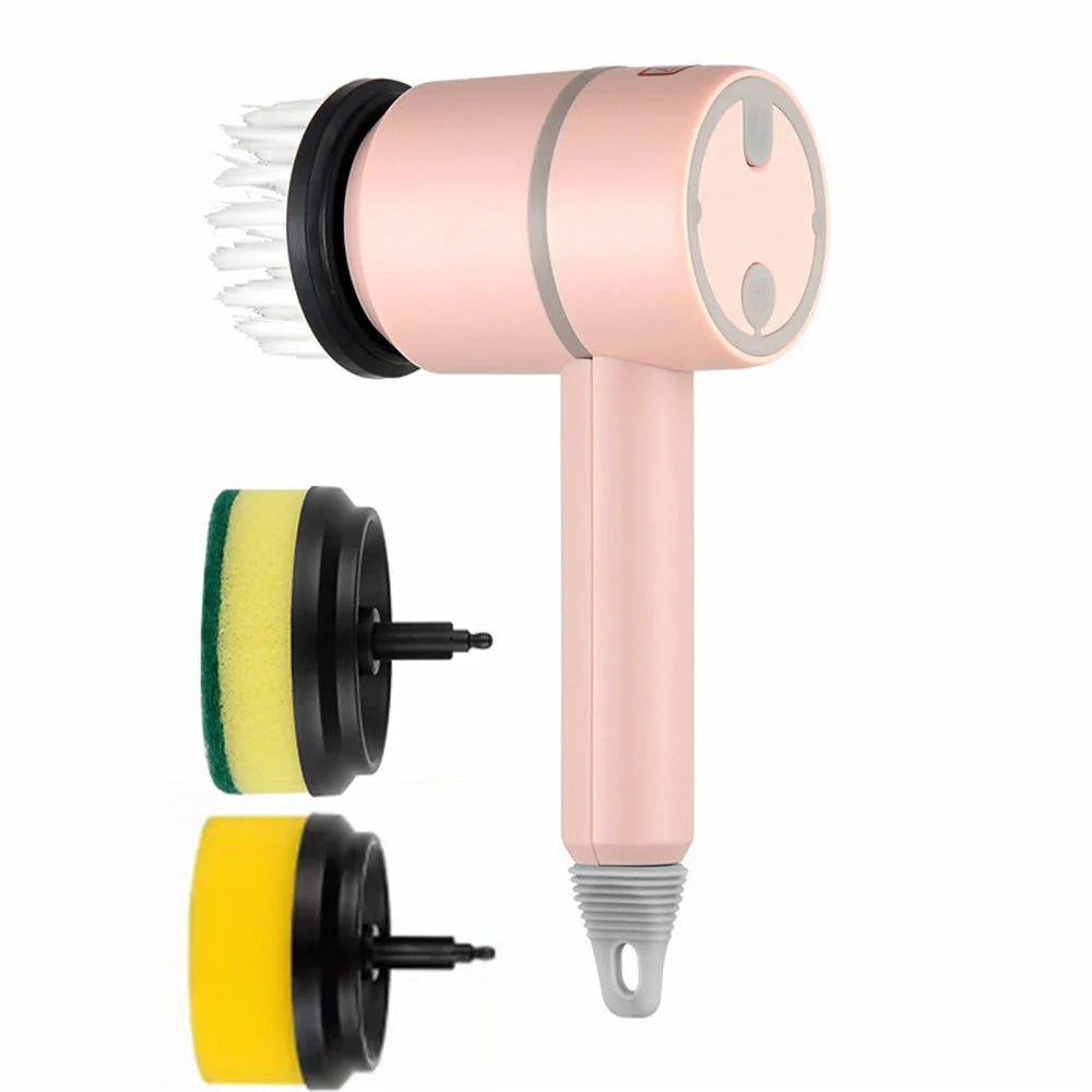 USB rechargeable electric cleaning brush for kitchen and bathroom with multiple brush heads