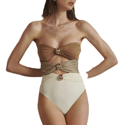 Women's one-piece swimsuit with matching skirt in high elasticity fabric for swimming and fitness