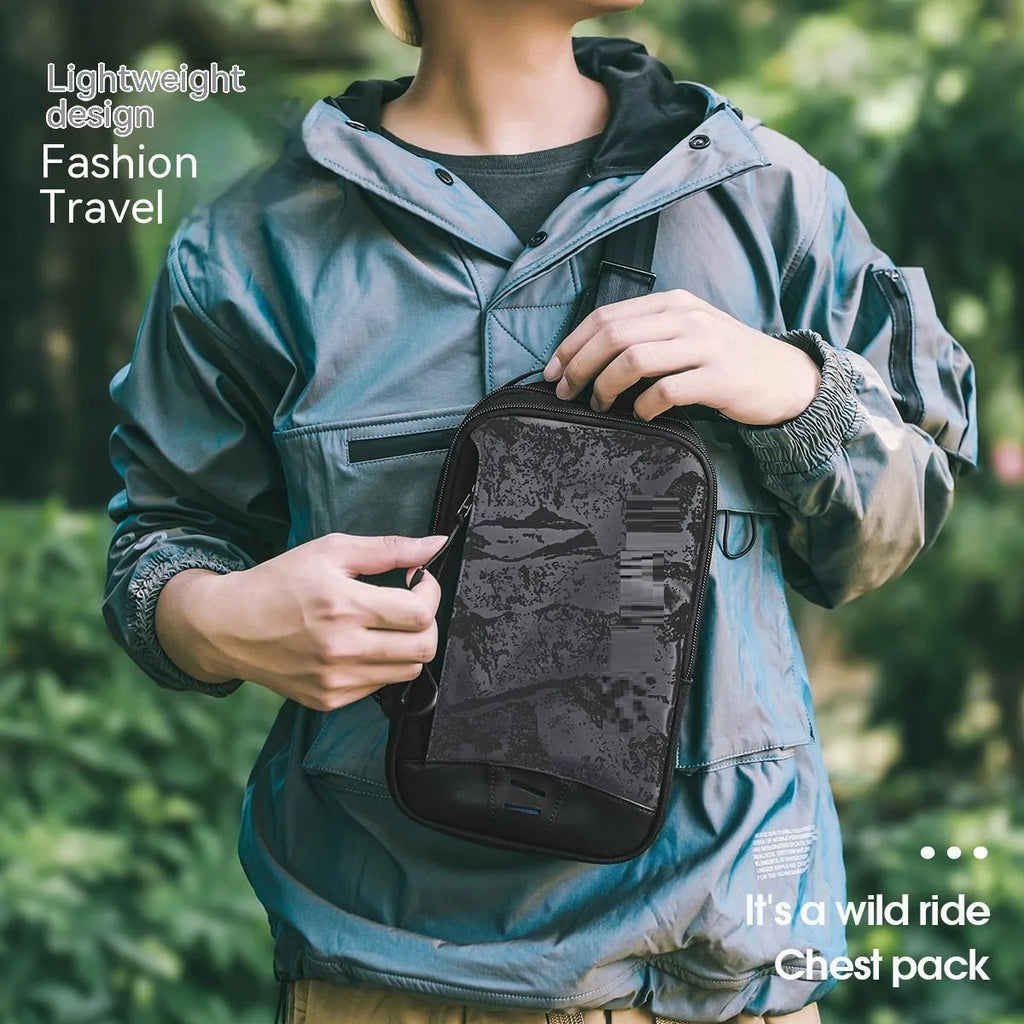 Casual black TPU camouflage chest bag with waterproof function and single shoulder strap