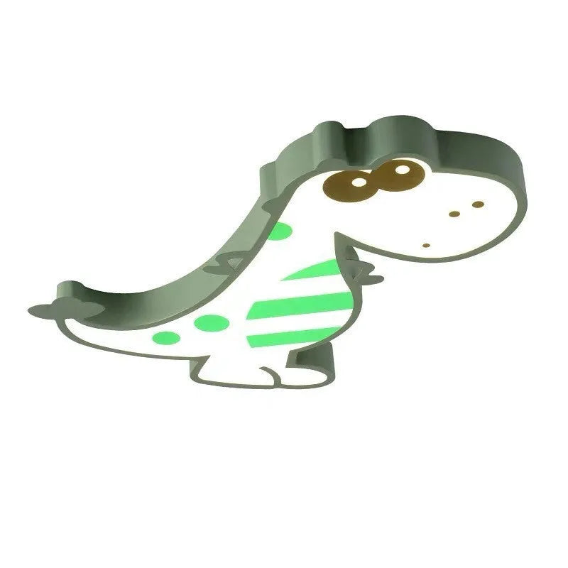 Cartoon dinosaur design ceiling light with PVC shade on aluminium base, 48cm diameter.