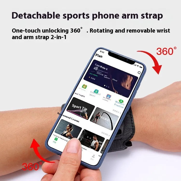 Black unisex mobile phone arm bag with adjustable strap for delivery driving and sports activities