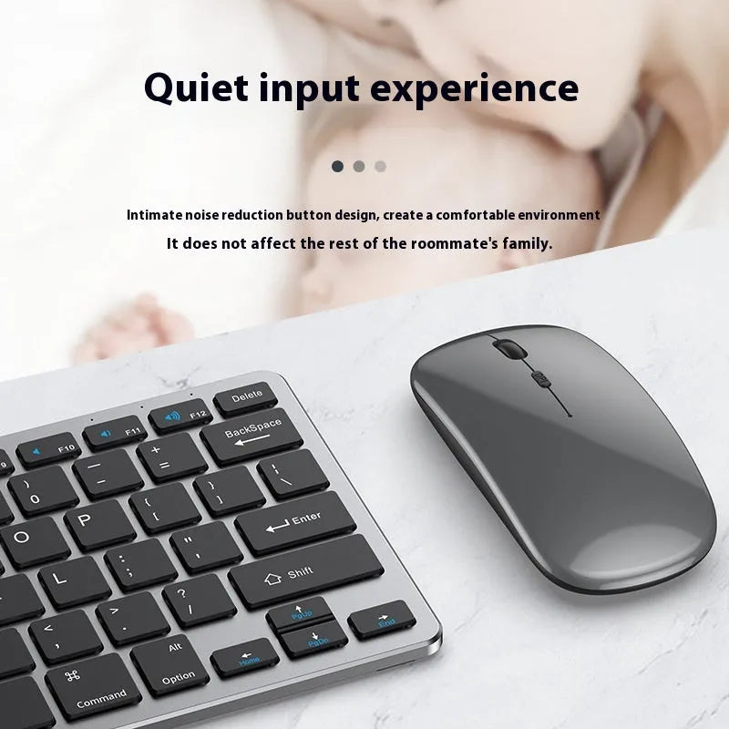 Ultra-thin wireless keyboard and mouse combo set in black, gun colour or silver with USB receiver and keyboard cover