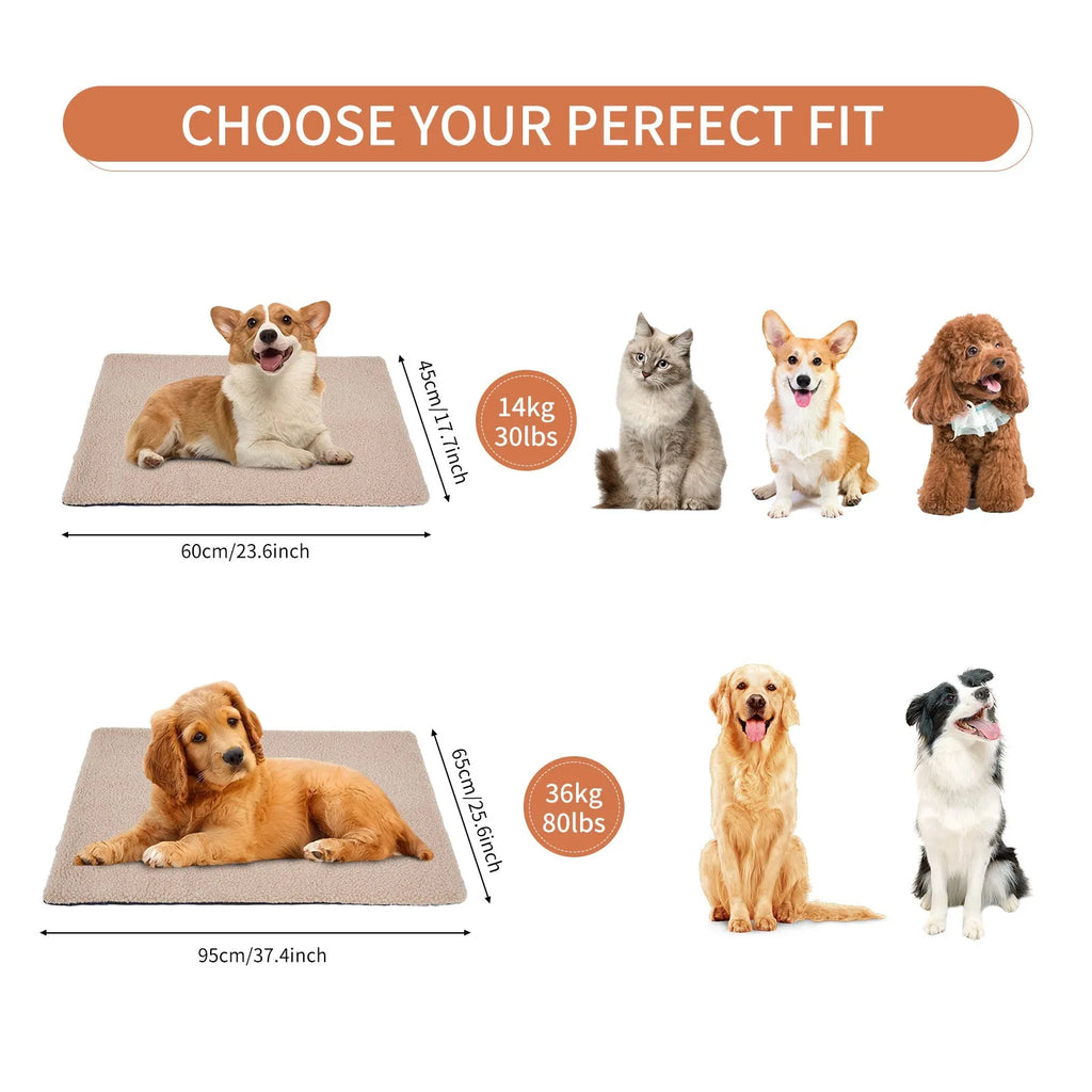 Self heating plush pet pad for cats in grey colour showing soft texture and rectangular shape