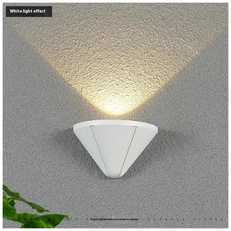 Black bird's nest style aluminium LED lamp with IP65 rating for courtyard and bedroom use.