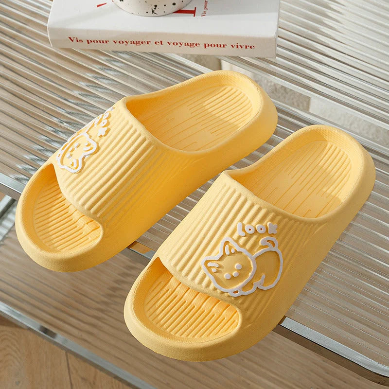 Women's cat slippers with non-slip sole in various colours