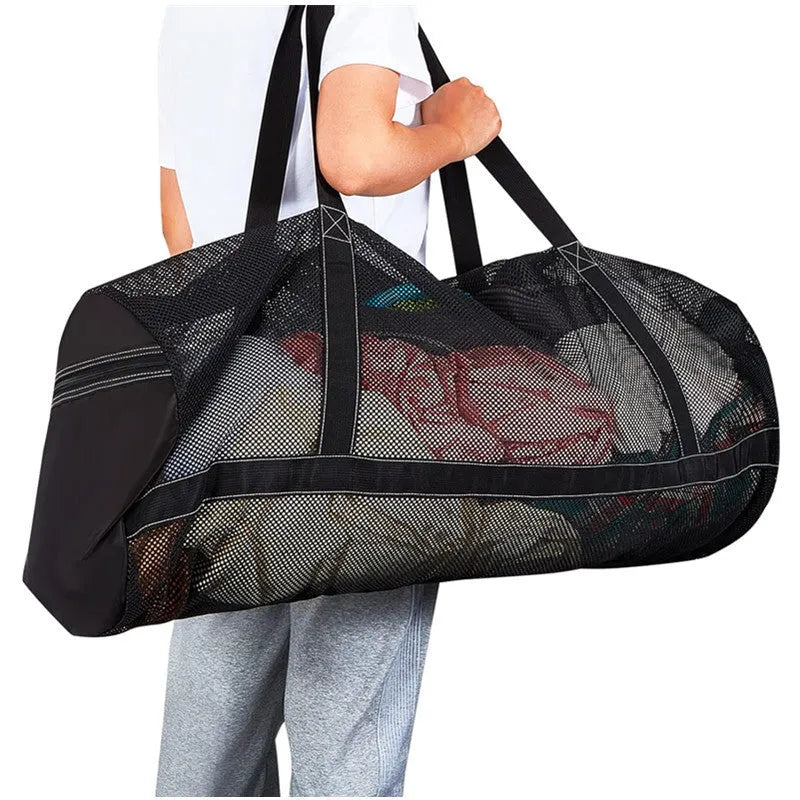 Large black polyester mesh diving luggage bag 50L 94x38x38cm
