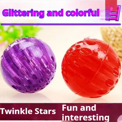 Blue TPR high-elastic honeycomb luminous dog toy ball on white background