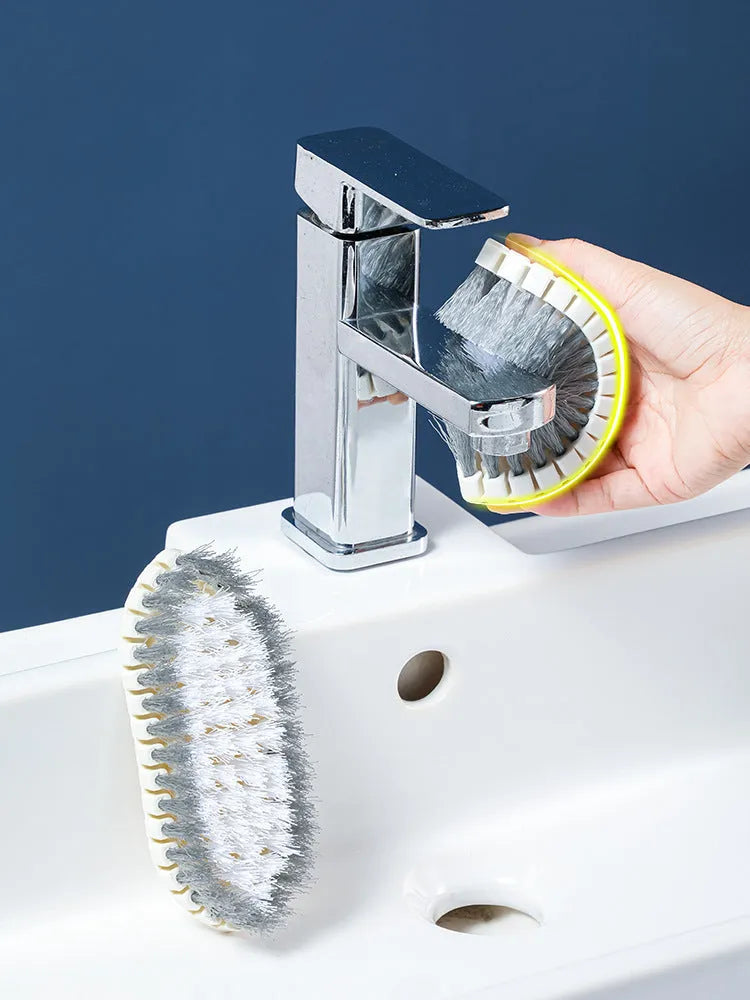 White flexible brush for cleaning bathroom tile grout lines, made of PP plastic, 15.5x5.8x4cm