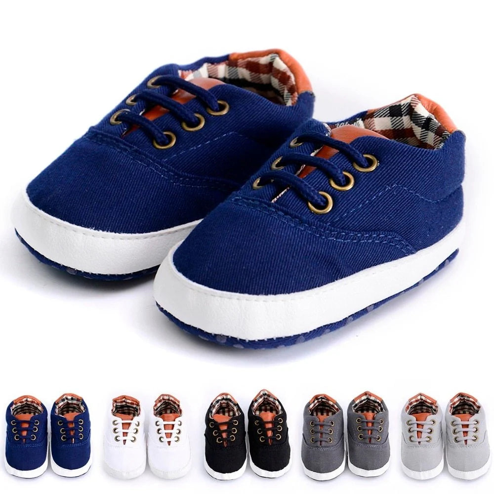 Solid colour baby canvas shoes with anti-slip sole for toddlers