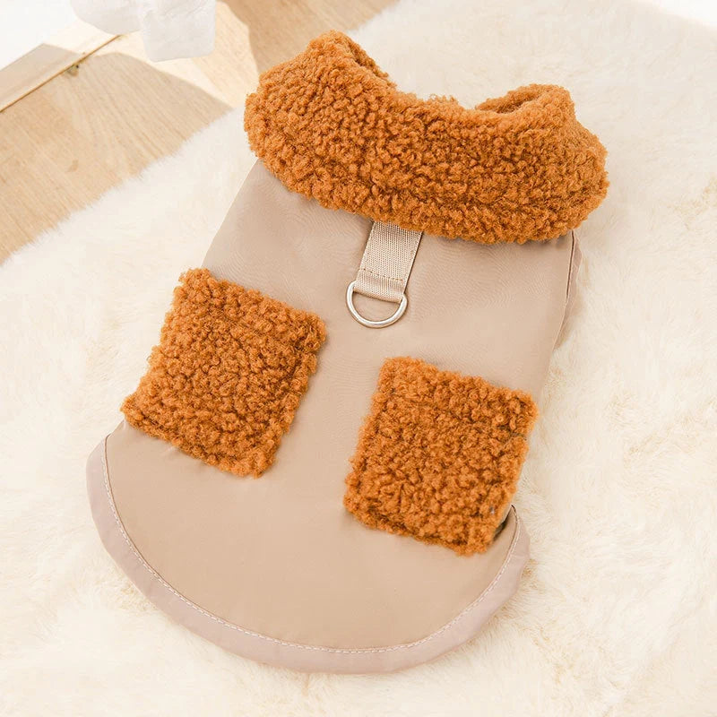 Korean style coffee sweater for small dogs and cats in beige and green