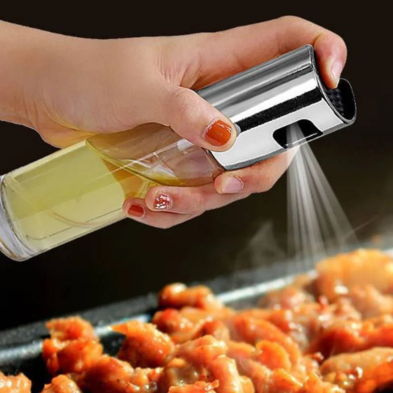 ABS and glass cooking oil spray bottle with push pump in gold, rose gold or silver