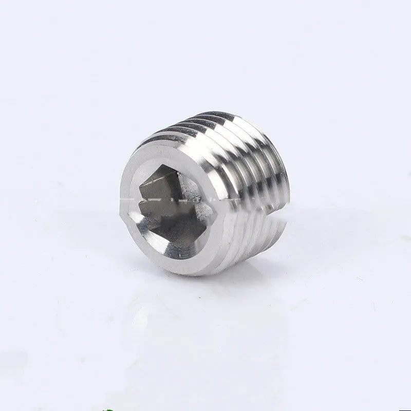 Stainless steel hexagon bulkhead plug for 3/8 series pipe connections