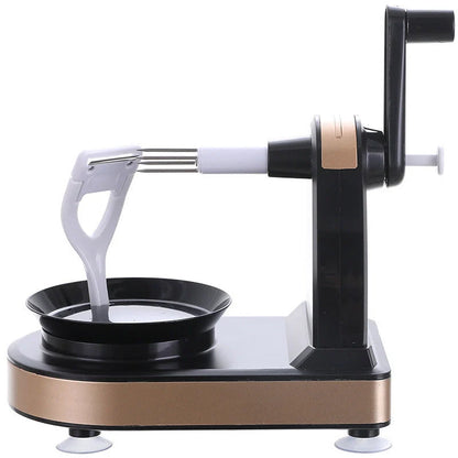 Hand Crank Peeler in black and gold, efficient for peeling fruits and vegetables